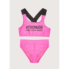 Yazı Baskılı Kız Çocuk Bikini Takım Db200773bt