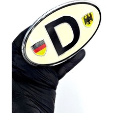 BS.Elektronik Etiketçilere Özel Armalar Oval Adac D (Deutschland) Almanya Bayraklı Krem Alüminyum Arma Sticker