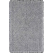 Antique Spt Grey - Dört Tarafı Saçaklı Pamuklu Yıkanabilir Kilim  Yazlık Dekoratif Hediye