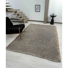 Antique Spt Stone - Dört Tarafı Saçaklı Pamuklu Yıkanabilir Kilim  Yazlık Dekoratif Hediye