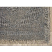 Antique Spt Stone - Dört Tarafı Saçaklı Pamuklu Yıkanabilir Kilim  Yazlık Dekoratif Hediye