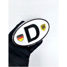 BS.Elektronik  Etiketçilere Özel Armalar Oval Adac D (Deutschland) Almanya Bayraklı Beyaz Alüminyum Arma Sticker