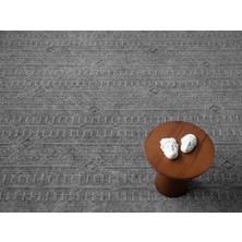 Antique Trk Grey - Dört Tarafı Saçaklı Pamuklu Yıkanabilir Kilim  Yazlık Dekoratif Hediye