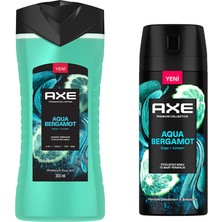 Axe Premium Duş Jeli Aqua Bergamot 3 In 1 300 ml + Axe Erkek Sprey Deodorant Aqua Bergamot 150 ml