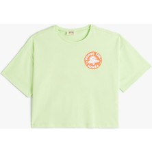 Koton Tişört Sörf Baskı Detaylı Kısa Kollu Bisiklet Yaka