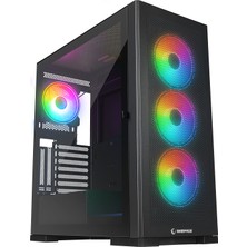 Rampage Magnıfıc Mesh Manyetik Temperli Camlı Siyah 4*12CM Rgb Fan Atx Mid-T Gaming Oyuncu Kasası