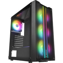 Rampage Slıder Mesh LED Şerit Temperli Cam Siyah 4*12CM Sabit Rgb Fan Atx Mid-T Gaming Oyuncu Kasası