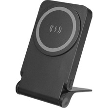 S-Link P115 5000MAH Prm PD20W Magsafe 15W Kablosuz Standlı Siyah Taşınabilir Pil Şarj Cihazı Powerba
