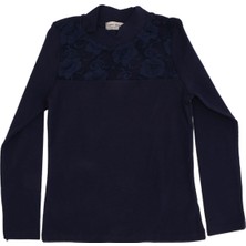 Bebelop Dantel Detaylı Dik Yaka Uzun Kollu T-Shirt