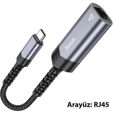 Hoco UA26 Type-C Otg RJ45 Internet Adaptörü Dönüştürücü 1000 Mbps