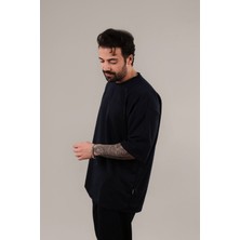 CMZ Collection Erkek Oversize Kısa Kollu Tişört Bisiklet Yaka Siyah