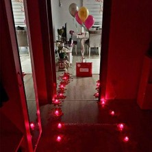 Parti Dükkanım Kırmızı Kalpli LED Mum 24 Adet + 500 Adet Gül Yaprağı