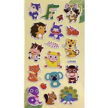 Bluoksweet Kabartmalı Puffy Model-5 Hayvan Safari Maymun Fil Çocuk Etiket Çıkartma Etiket