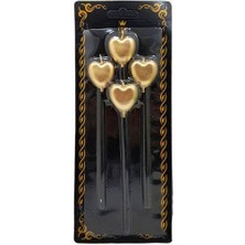 Parti Dükkanım Kalpli Çubuklu Mum Gold (4 Adet)