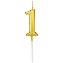 Parti Dükkanım 1 Rakam Mum Gold