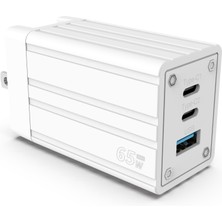 Wismann 65W Usb-C Güç Adaptörü 3 Port Gan Tech (Şarj Isısını Düşürür) 25W/40W/60W Type-C Hızlı iPhone & Android & iPad & Macbook Şarj Cihazı Universal Priz Tipi