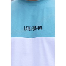 Aziso Erkek Renk Bloklu Lateforfun Baskılı Regular Bisiklet Yaka %100 Pamuk T-Shirt