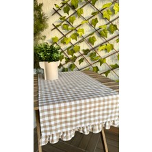 Decamor Home Vintage Keten Bej Pötikare Fırfırlı Runner