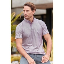 İmza Mor Merserize Garnili Pamuklu Casual Slim Fit Tişört 1011240164