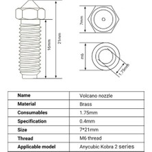 Csa Anycubic Kobra 2 Pro-Plus-Max-Crator Pirinç Nozzle 0.6mm