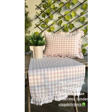 Decamor Home Vintage Keten Pembe Pötikare Fırfırlı Runner