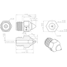 Hobi Mekatronik Creality Cr-6 Se-Max-Ender 3 S1 Uyumlu Tts Mk Pirinç Nozzle(0.4mm)