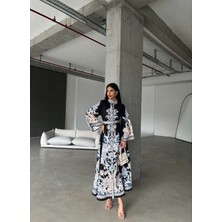 Wellway Atlas Kumaş Elbise&dantel Detaylı (Kemer Dahildir) - Siyah