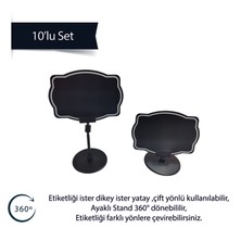 Damga Market 10 Adet Siyah Pvc Fiyat Etiketleri Silinebilir,yeniden Yazılabilir, Yuvarlak Ayaklı Pvc LEVHA,8CMX12CM