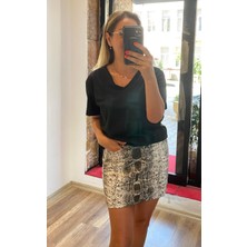 Alya NS Butik Desenli Mini Jean Etek