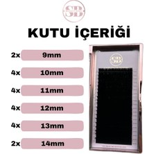 Sb Beauty 0.10 Kalınlık, D Kıvrım, Çek Bırak Ipek Kirpik, Mix 9MM-14MM, 20 Sıra