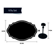 Damga Market 10 Adet Siyah Pvc Fiyat Etiketleri Silinebilir,yeniden Yazılabilir, Yuvarlak Ayaklı Pvc LEVHA,8CMX12CM