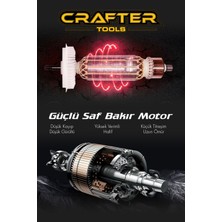 Crafter Darbeli 36V 5 Ah Kömürsüz Motor Çelik Mandren Akülü Vidalama Darbeli Şarjlı Matkap Seti Turuncu 3000