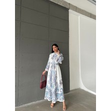 Wellway Atlas Kumaş Elbise (Kemer Dahildir)-Mor