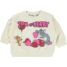 Tom And Jerry Tom ve Jerry Kız Bebek Sweatshirt 6-18 Ay Krem