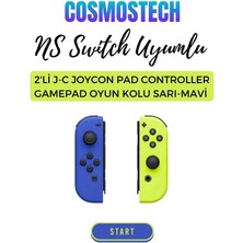 Cosmostech Ns Switch Uyumlu 2'li J-C Joycon Pad Controller Gamepad oyun kolu Sarı-Mavi