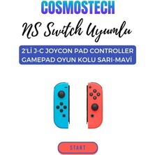 Cosmostech Ns Switch Uyumlu 2'li J-C Joycon Pad Controller Gamepad oyun kolu Kırmızı-Mavi