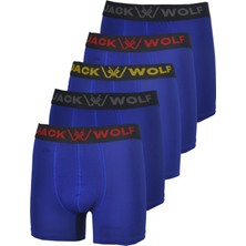 Jack Wolf Mavi 5'li Kutu Pamuklu Likralı Erkek Boxer