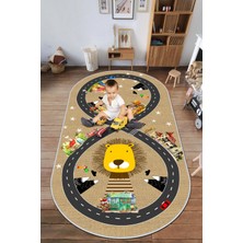 Life Decortiva Makinede Yıkanabilir Kaymaz Taban Leke Tutmaz Yol Desenli Çocuk Odası Halısı Oyun Halısı