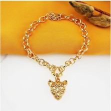 BijuStore Altın Kaplama Zincir Kadın Leopar Bileklik