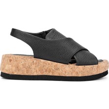 Tamer Tanca Kadın Hakiki Deri Siyah Sandalet Düz 1043 164-37 Bn Sndlt Y24 Sıyah