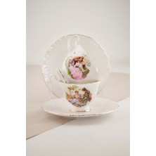 Bursa Porselen Dekor Altın Yaldızlı Markis Bone 2 Kişilik Kahve Fincan Takımı