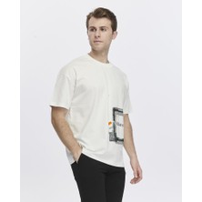 Glendi Yanda Fermuar Baskılı Oversize Tişört