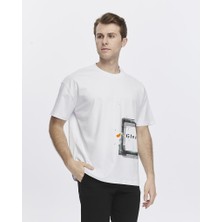 Glendi Yanda Fermuar Baskılı Oversize Tişört