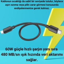 Coofbe 0.25CM 60W Type-C To Type-C Şarj Kablosu Kısa Powerbank Kablosu Iphone 15 Pro Max Şarj Uyumlu