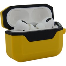 CoverZone Air Pods Pro ile Uyumlu Silikon Kılıf Double Color Chateau Toz Kirden Koruyan Kılıf Sarı - Siyah