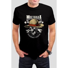 T-35 Mugiwara Kuru Kafa Baskılı Siyah Unisex Tişört C569