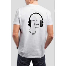 T-35 Music Is My Life Baskılı Beyaz Unisex Tişört C571