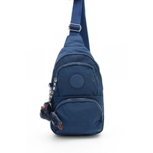 Sanmorris Unisex Kırinkıl Kumaş Suya Dayanıklı Çapraz Askılı Lacivert Renkli Omuz ve Göğüs Çantası