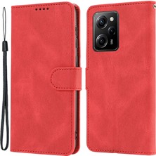 4U Sky Xiaomi Redmi Için Note 12 Pro 5g/note 12 Pro Speed ​​5g/poco X5 Pro 5g Pu Deri Deri Stand Cüzdan Kapağı Strap-Red ile (Yurt Dışından)