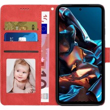 4U Sky Xiaomi Redmi Için Note 12 Pro 5g/note 12 Pro Speed ​​5g/poco X5 Pro 5g Pu Deri Deri Stand Cüzdan Kapağı Strap-Red ile (Yurt Dışından)